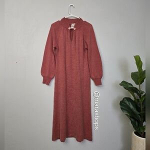 Vintage Coronia Cashmere Silk Knit Long Sleeve Sweater Dress